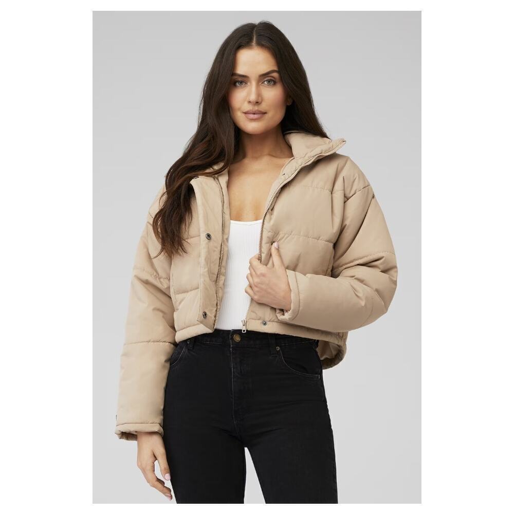 The Fifth Label Remake Puffer Tan Cropped Jacket Neutral Outdoor Ski Size L
